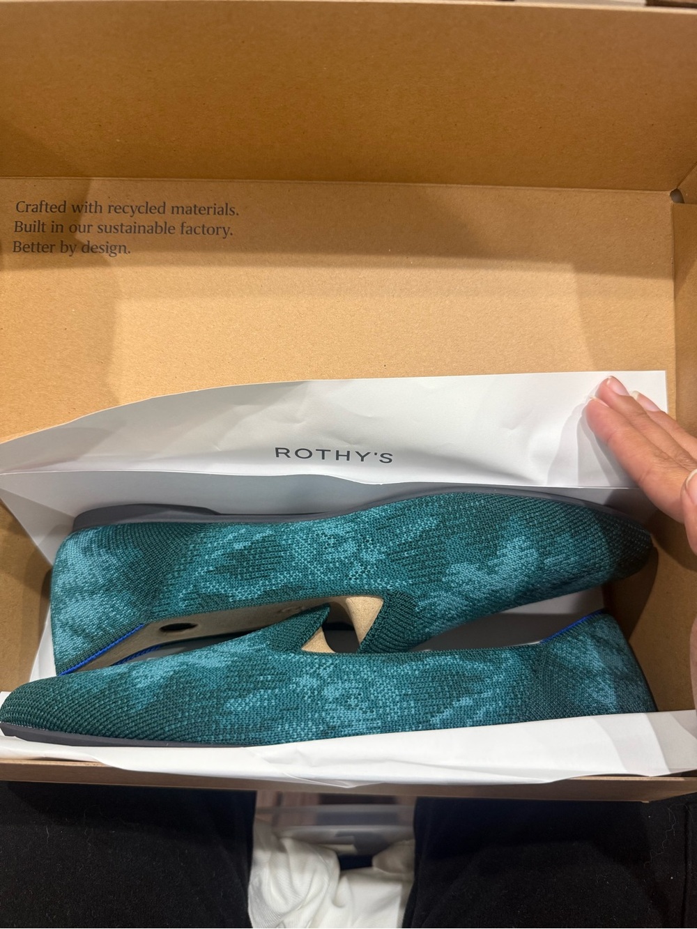 Rothy's Teal Knit Slip-On Flats size 8.5 New in Box